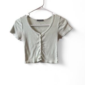 light green brandy melville button up crop top.